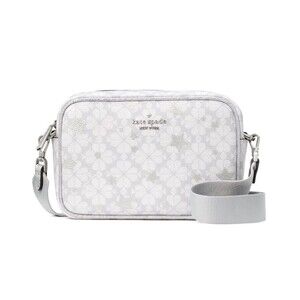 New Kate Spade Spade Flower Star Toss Mini Camera Bag Platinum Grey Multi